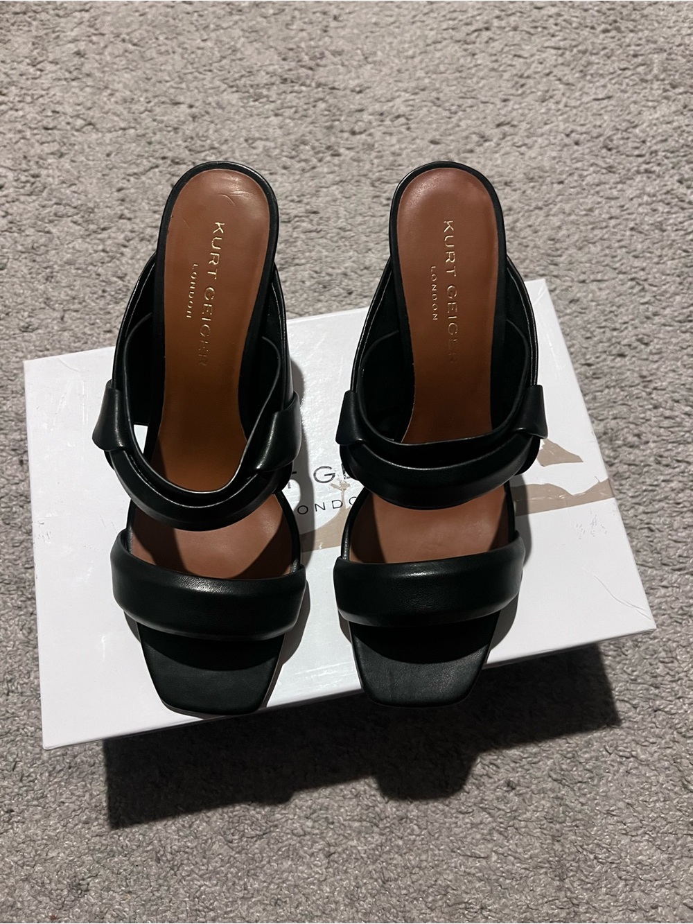 Kurt Geiger Black Padded-Leather Slide Mules